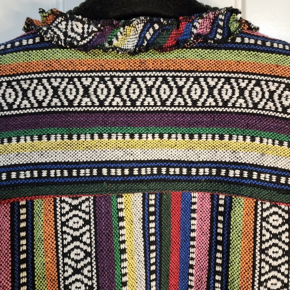 Chicos Rainbow Embroidered Boho Patchwork Style Jacket Chico's Size 2 US size - Picture 8 of 16